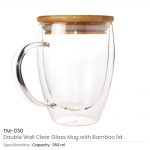 Double-Wall-Clear-Glass-Mug-with-Bamboo-Lid-TM-030
