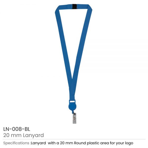 Lanyard with Reel Badge and Safety Lock Blue