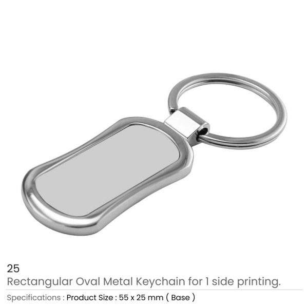 Rectangular Oval Metal Keychain