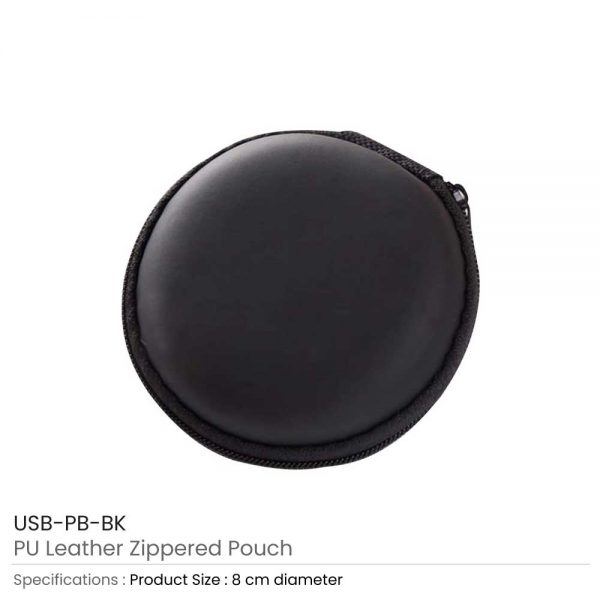 PU Leather Zippered Pouch Black