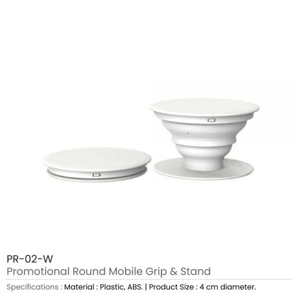 Round Mobile Grip and Stand White