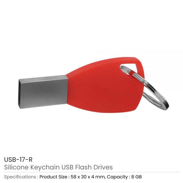 Silicone Key chain USB Red
