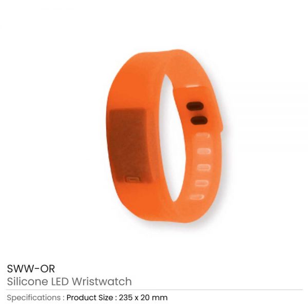 Wristband with Digital Watch Orange