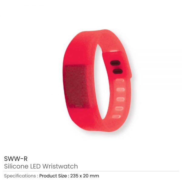 Wristband with Digital Watch Red