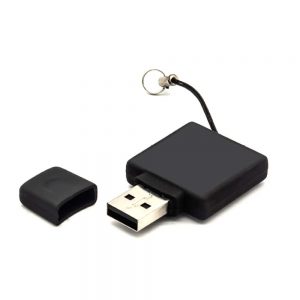 Square Black Rubberized USB