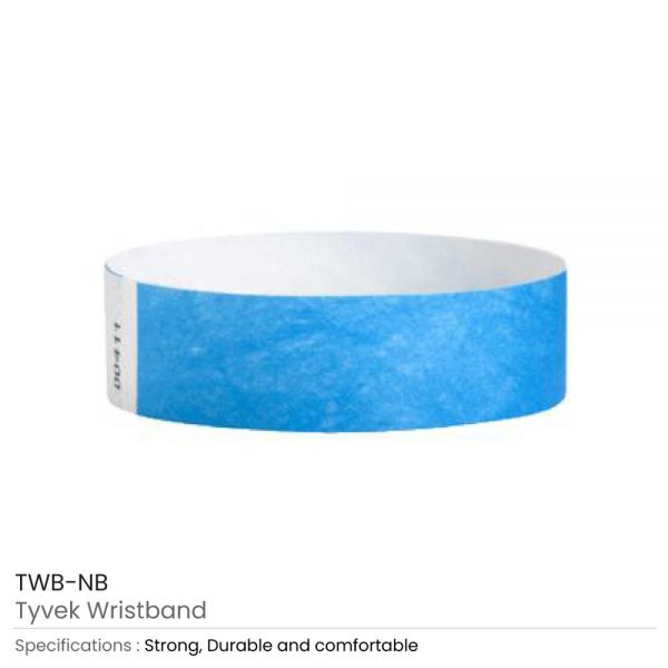 Tyvek Wristbands Neon Blue
