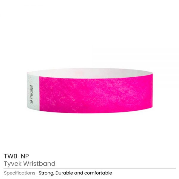 Tyvek Wristbands Neon Pink