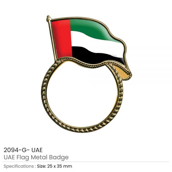 UAE Flag Pin Badges Gold