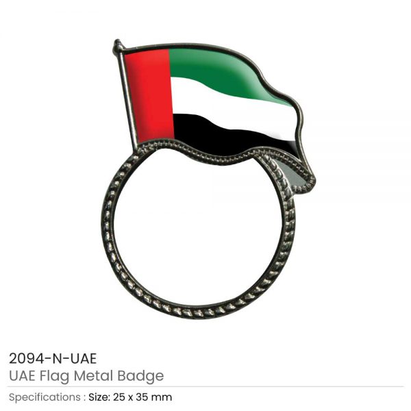 UAE Flag Pin Badges Silver