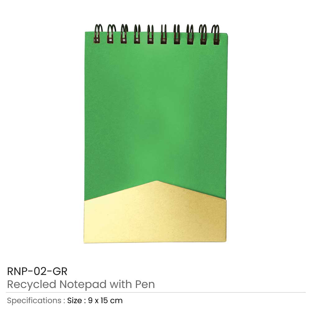 Notepad with Pen - Green