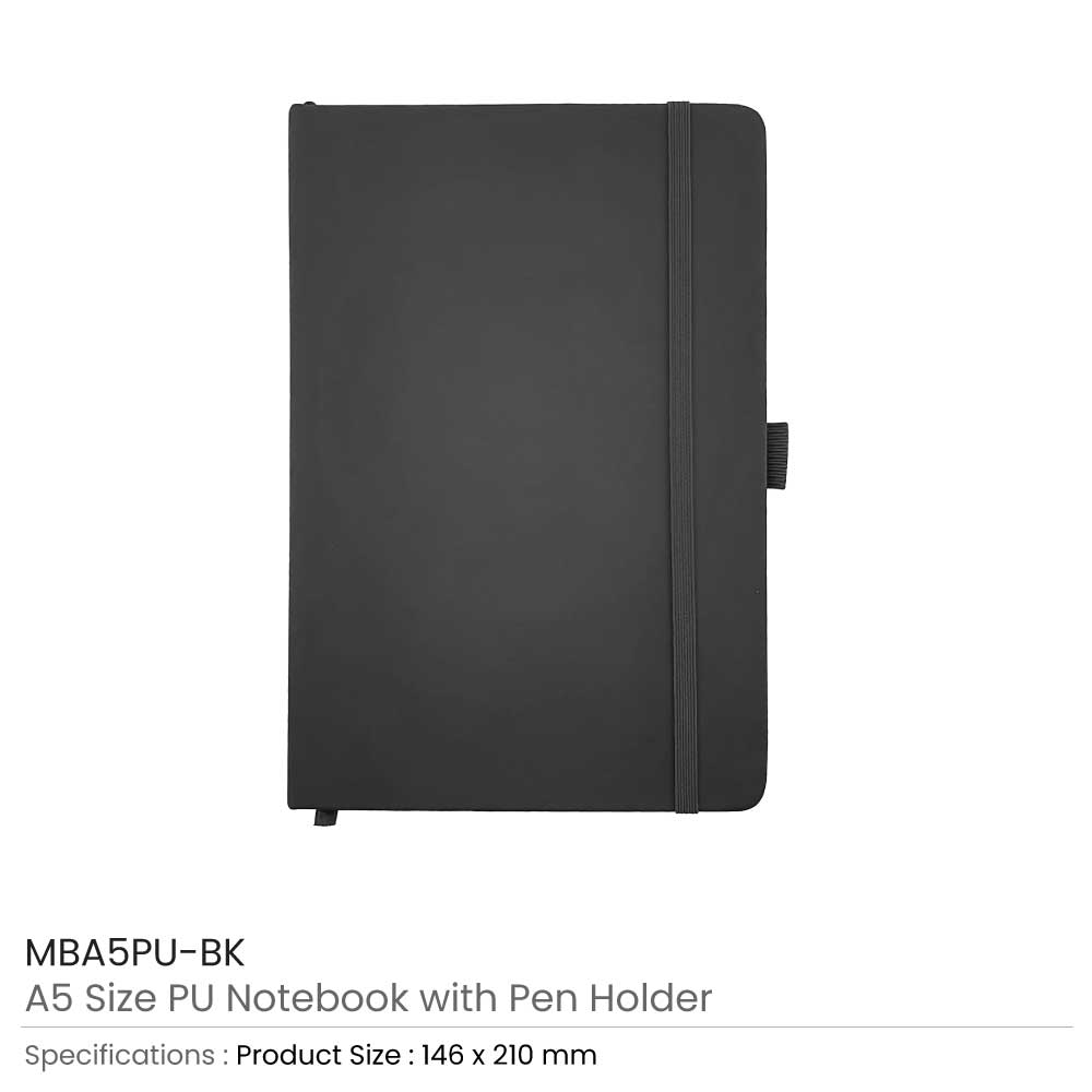 Notebook with Pen Holder Black