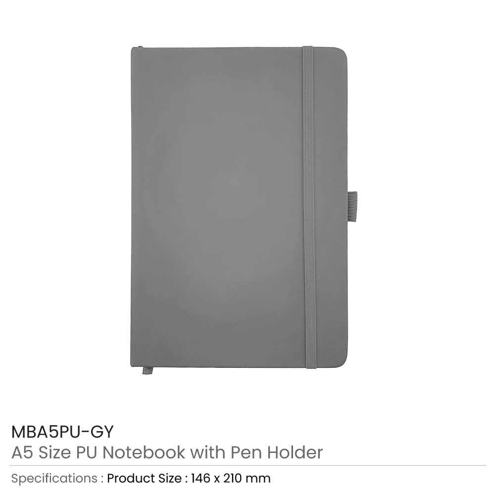 Notebook with Pen Holder Grey