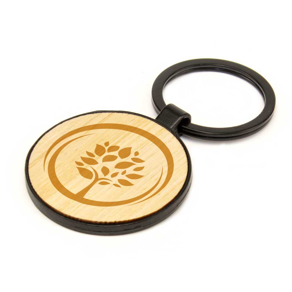 Branding Round Keychain with Bamboo