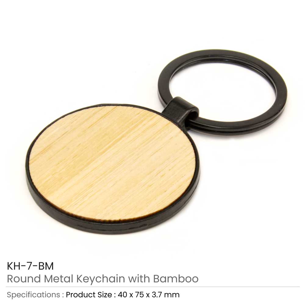 Round Keychain with Bamboo