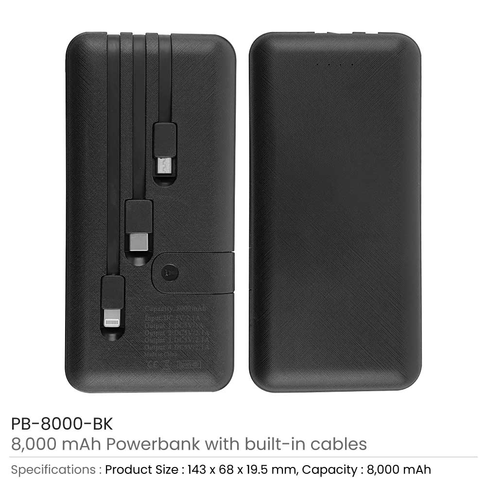 Powerbank with Inbuilt Cables